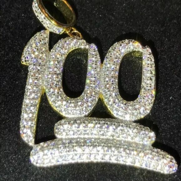 NEW Real Solid 925 Silver Gold Finish 100 Pendant